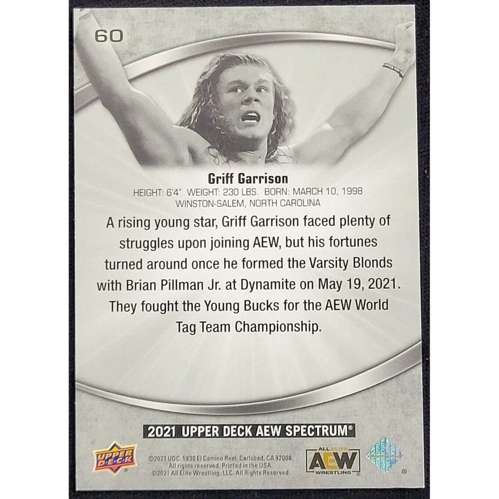 2021 UPPER DECK AEW SPECTRUM  GRIFF GARRISON‎  ALL ELITE WRESTLING